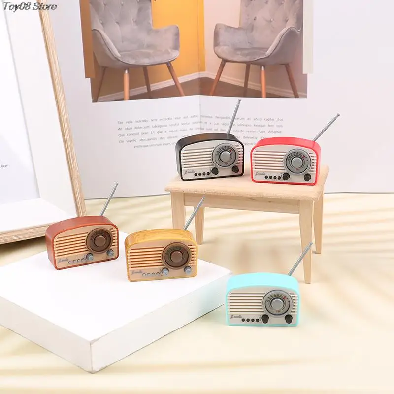 DIY 1:12 Dollhouse Miniature Simulation Vintage Mini Radio Model Toy Dolls House Decor Furniture Accessories Childhood Memories