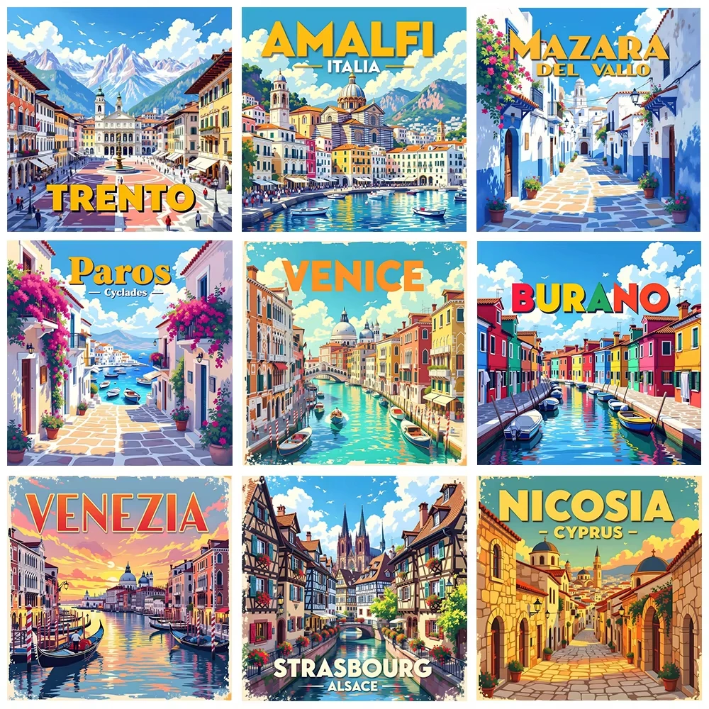 5D Diamantmalerei Stadtlandschaft Voll-Diamant-Mosaik Stickerei Venedig Italien Szenerie DIY Heimdekoration Geschenk Neuheiten
