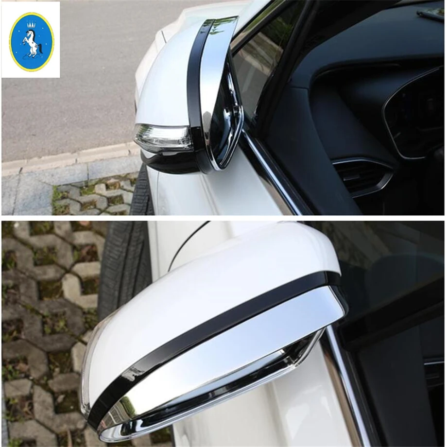For Hyundai Santa Fe 2019 - 2023 Auto Side Door Rearview Mirror Rain Eyebrow Shield Shade Frame Cover Trim Interior Accessories