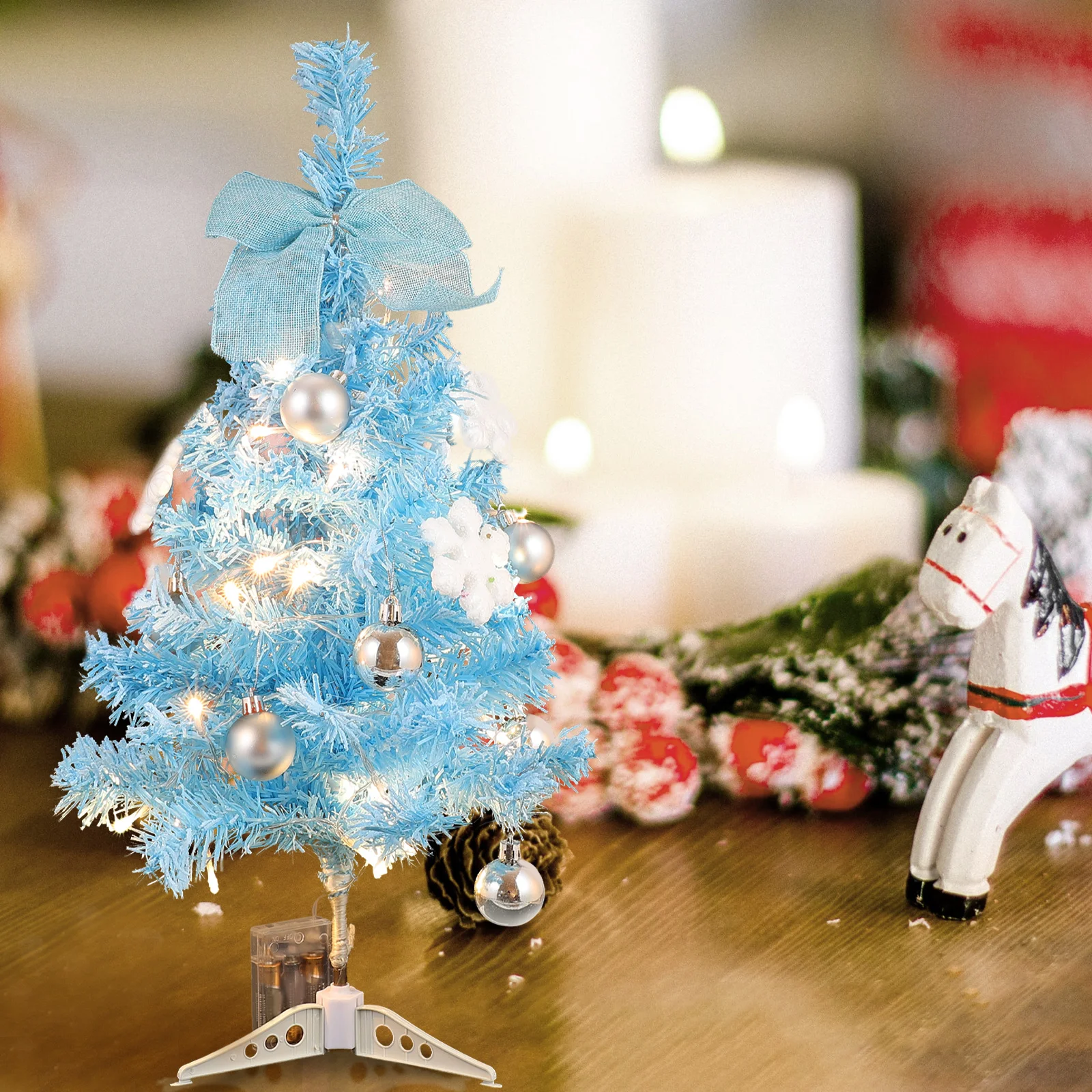 

Mini Christmas Tree Decoration Set Party Small with Lights Tabletop Trees for Crafts