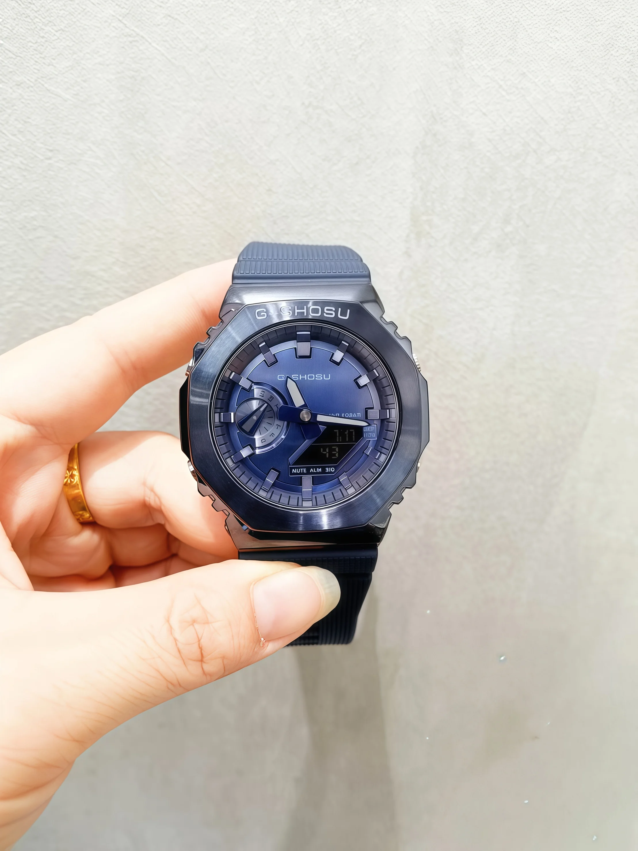 Sports men's and women's universal watch with LED dual display alloy dial, world time full function oak series 5