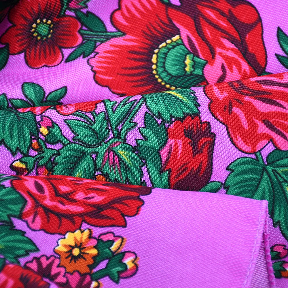 70*70cm Russische Quadrat Schal Frauen Luxus Floral Print Bandana Kopf Wraps Taschentuch Babuschka Stirnband Schals – Detail 22