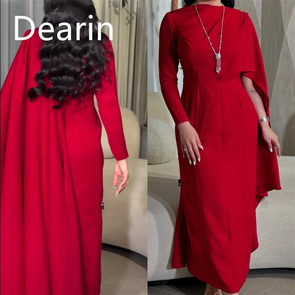 

Customized Formal Dress Dearin Jewel Column Ankle Length Skirts Vertically Bespoke Occasion Dresses Prom Evening Gown Saudi Arab