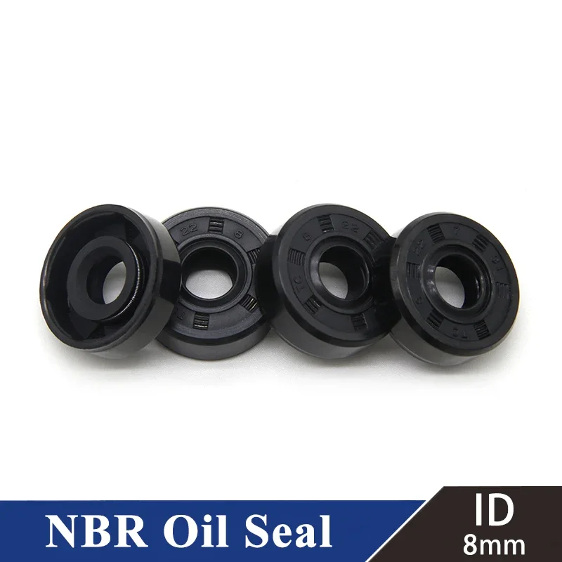 

ID 8mm NBR Nitrile Rubber Oil Seal TC-8*14/15/16/18/22*4/4.5/5/7/8mm Nitrile Double Lip Oil Seals