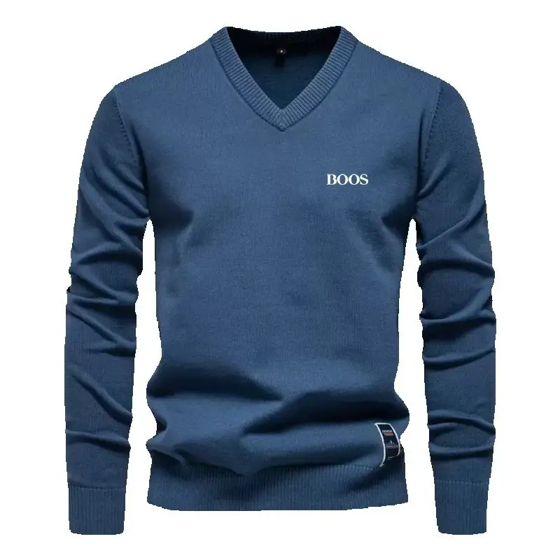 Autumn and Winter Men's High Quality V-neck Knitted Sweater New Fashionable, Casual, Warm and Versatile T-shirt Top