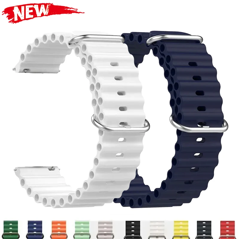 

Ремешок Ocean для TicWatch E3 E2 Pro 3 Ultra S2 Pro X GTW 2021, силиконовый ремешок для часов Soort, 22 мм, 20 мм, браслеты для умных часов Correa
