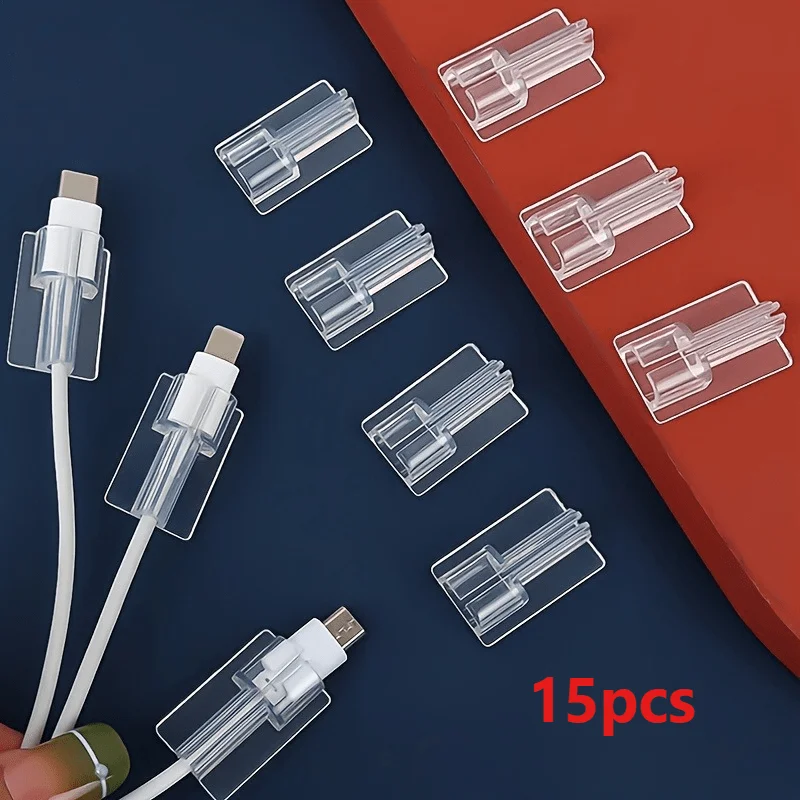 15PCS Clear Mobile Phone Charging Cable Holder - Protective Transparent Data Wire with Easy Management and Organization