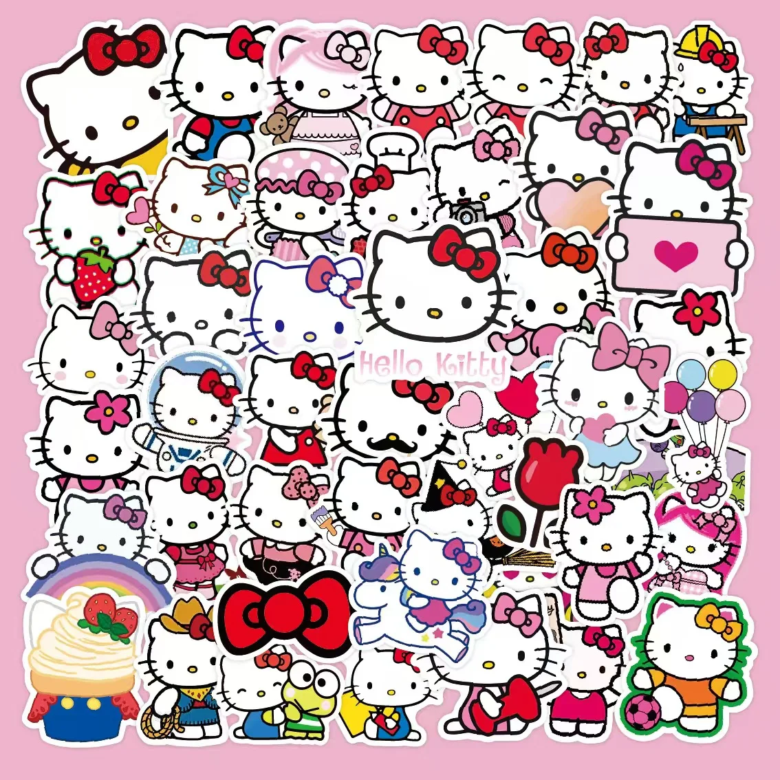 

50 шт. милых наклеек Hello Kitty для детей и девочек, для ноутбуков, телефонов, дневников, милые мультяшные стикеры Sanrio