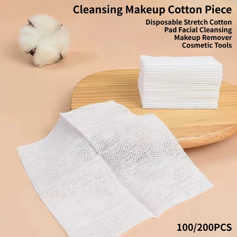 100/200PCS Cleansing Makeup Cotton Piece Disposable Stretch Cotton Pad Facial Cleansing Makeup Remover Cosmetic Tools