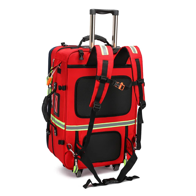 Vazio destacável trole mochila sobrevivência kit saco de cuidados médicos trolley emergência resgate médico visita saco de primeiros socorros