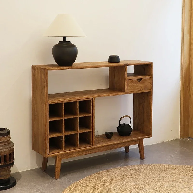 Wabi Sandy Wind Solid Wood Dining Side Cabinet Living Room Home Floor Display Cabinet Homestay