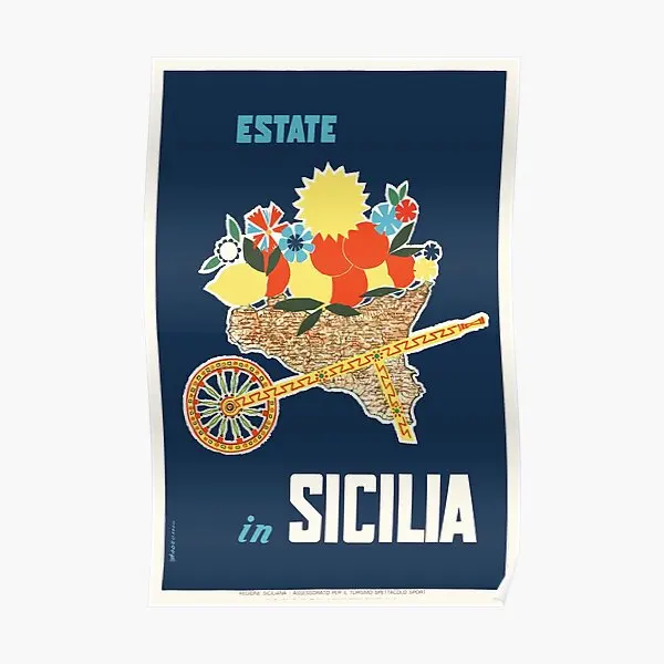 Estate In Sicilia Travel  Poster Art Painting Print Decor Mural Home Wall Funny Decoration Picture Vintage Modern Room No Frame