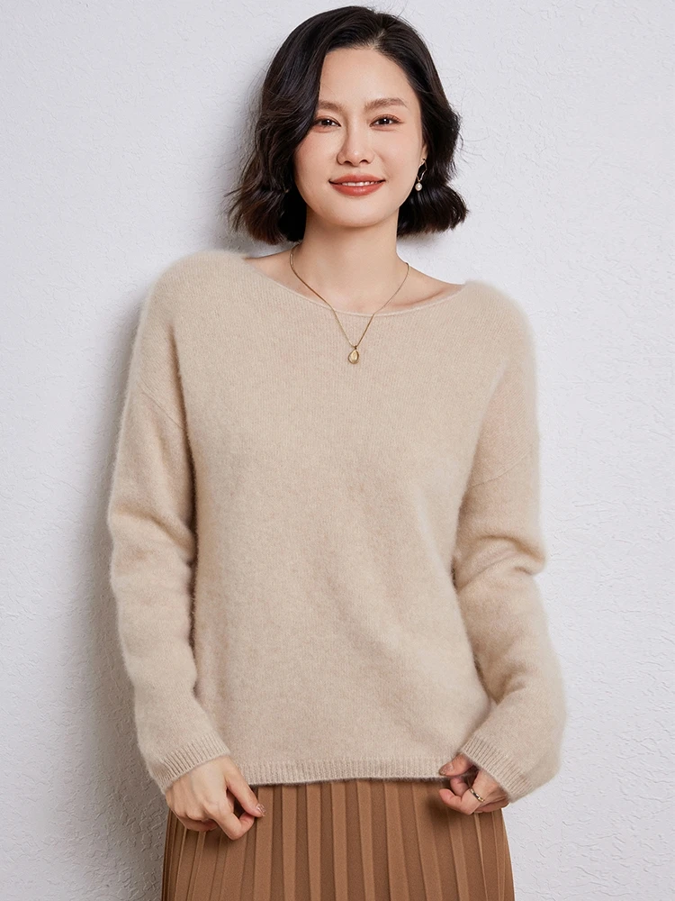 

New Fashion 100% Merino Wool Women's Sweater Thick Autumn Winter Female Knitted Pullover Lady Blouse Long Sleeve Clothing Tops
