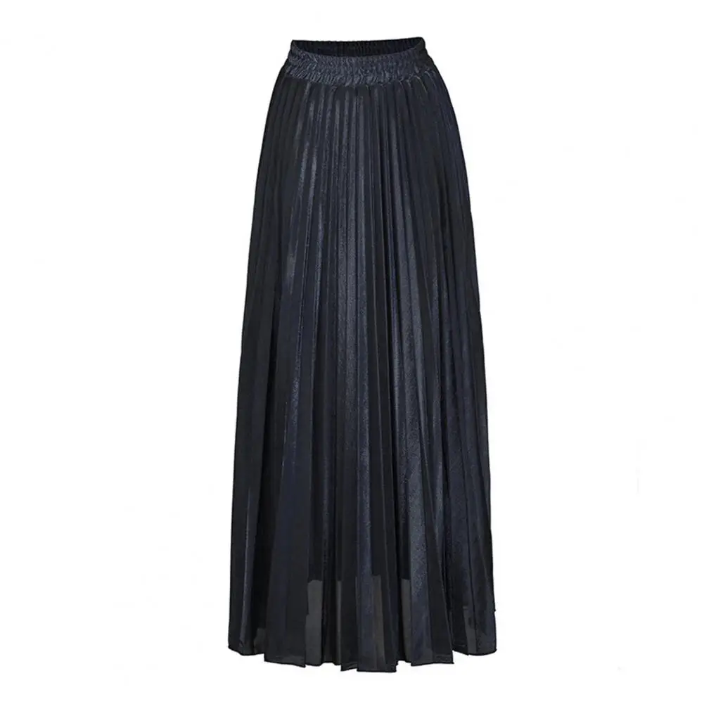 

Women Maxi Skirt Elegant Pleated Maxi Skirt for Women High Waist Golden Long Skirt with Design for Spring Summer Work Leisure