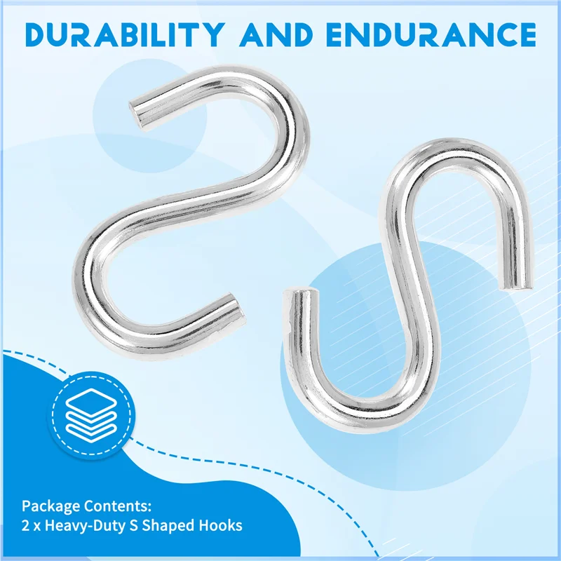 

A76K, 2 шт., сверхмощные S-образные крючки, S-образные крючки для гамака, универсальные крючки, длина 3 дюйма