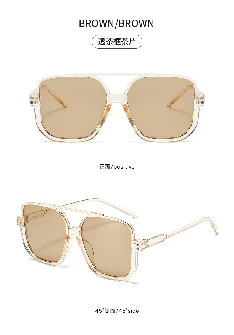 Retro Big Half Frame Damen Quadratische Sonnenbrille Schwarz Rund Coole Herren Sonnenbrille Einteilige Designer Pilot Sonnenbrille für Damen – Detail 22