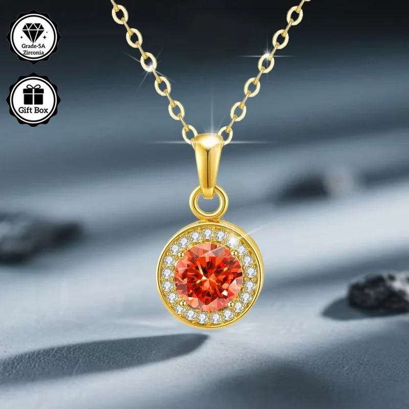 Hypoallergene Halskette für Frauen, böhmisches Weihnachtsgeschenk für Sie, Schmuck mit Geschenkbox, 1 Karat Zirkonia-Halskette für Frauen