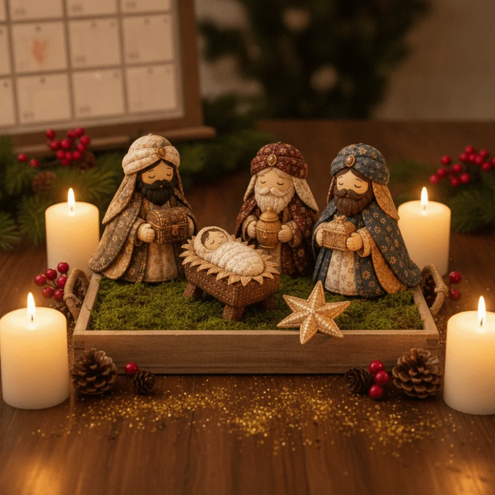 Pre-Cut Fabric Quilted Nativity Patchwork Kit with Assembly Guide Beginner Friendly Quilted Fabric Nativity Set DIY Handmade