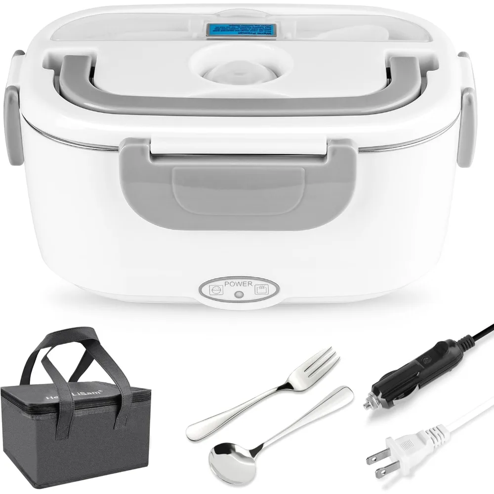 

80W fast-heating electric lunch box, 1.5L portable insulated lunch box, comes with a fork, spoon, and insulated lunch bag.