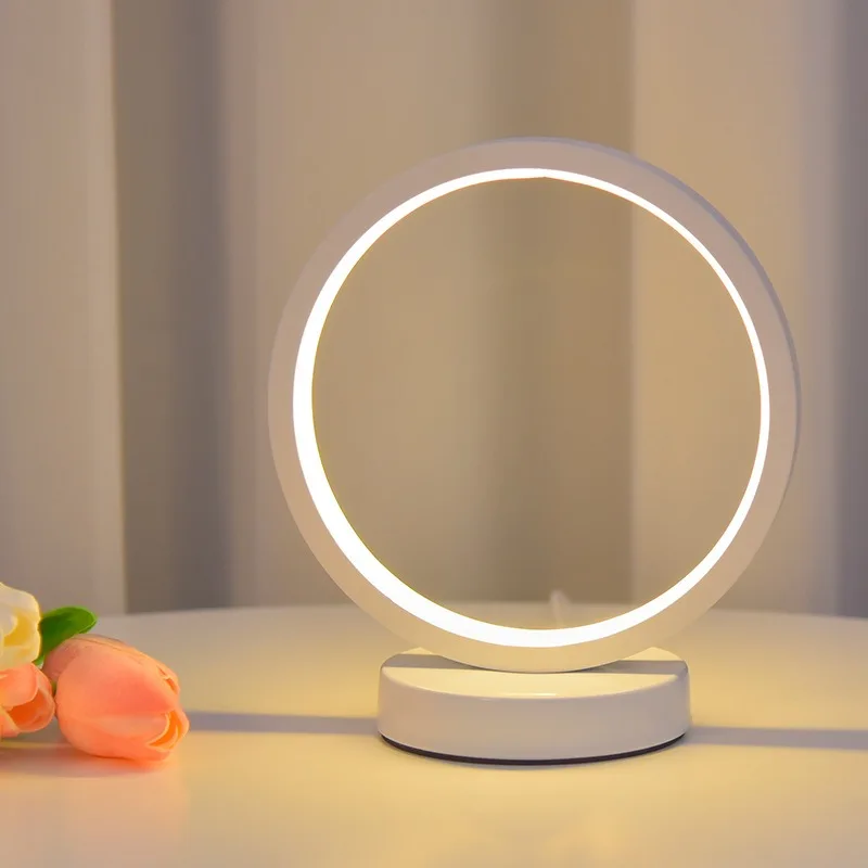 Nordic Decorative Desk Lamp Ring Bedroom Bedside Lamp Atmosphere Creative Led Night Light Eye Protection Sleep Feeding Dormitory