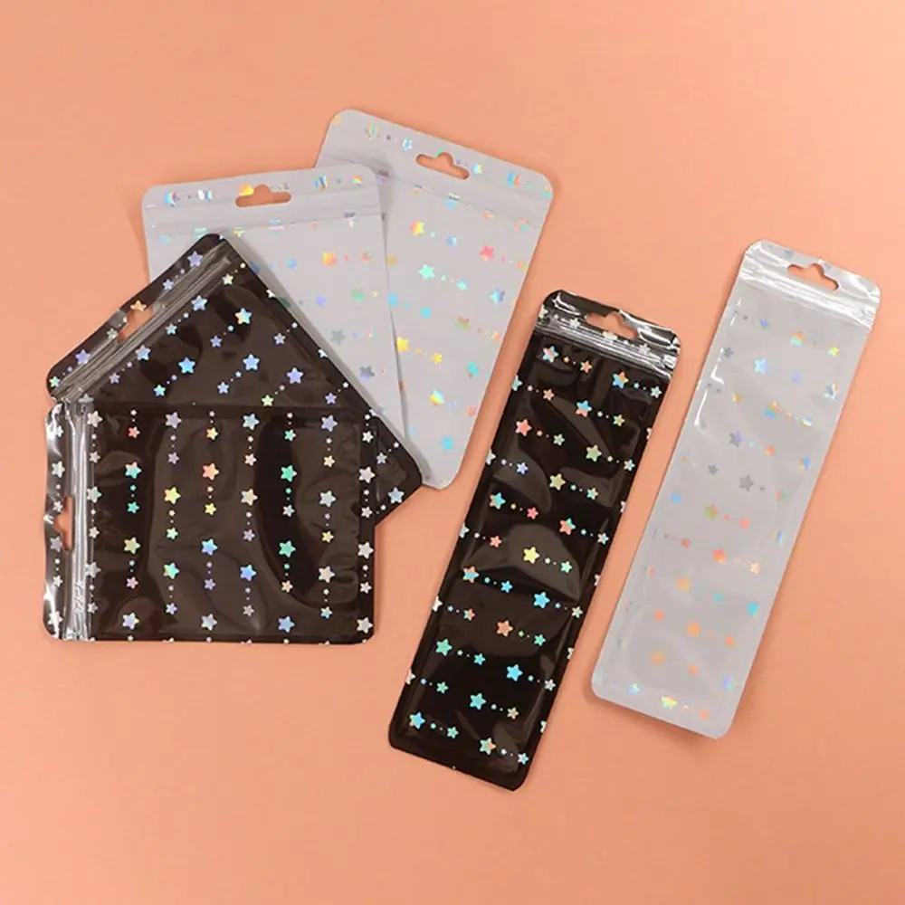 أكياس ليزر ستار مون بسحاب ، حقيبة بلاستيك ذاتية الغلق ، حقيبة تعبئة قابلة للإغلاق ، الموضة ، من من من من من من نوع Laser Star Moon