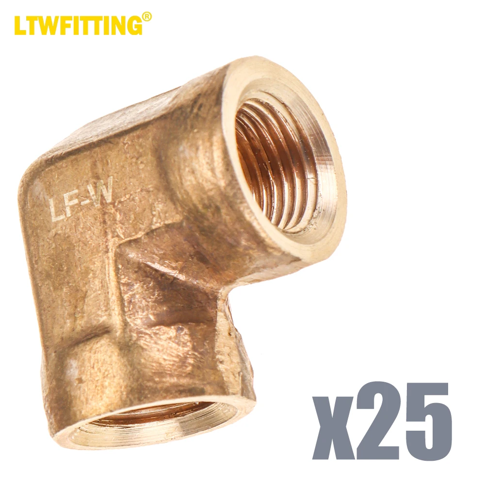 

LTWFITTING LF Brass Pipe Fitting 90 Deg 1/8" Female NPT Elbow Air Fuel Water(Pack of 25)