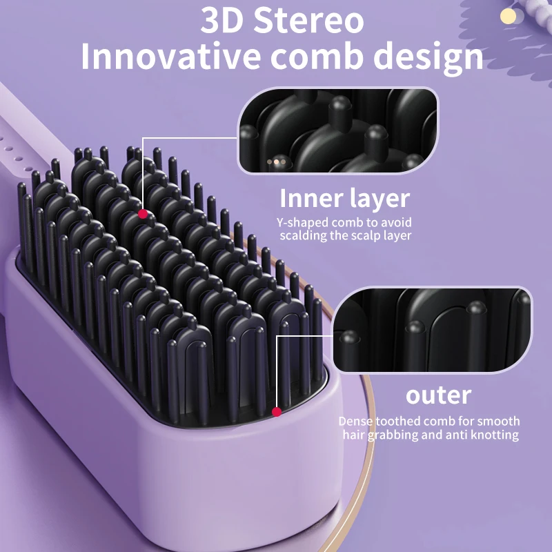 heating comb straightener Comb iron Hot air comb portable compact shape refill tool USB charging