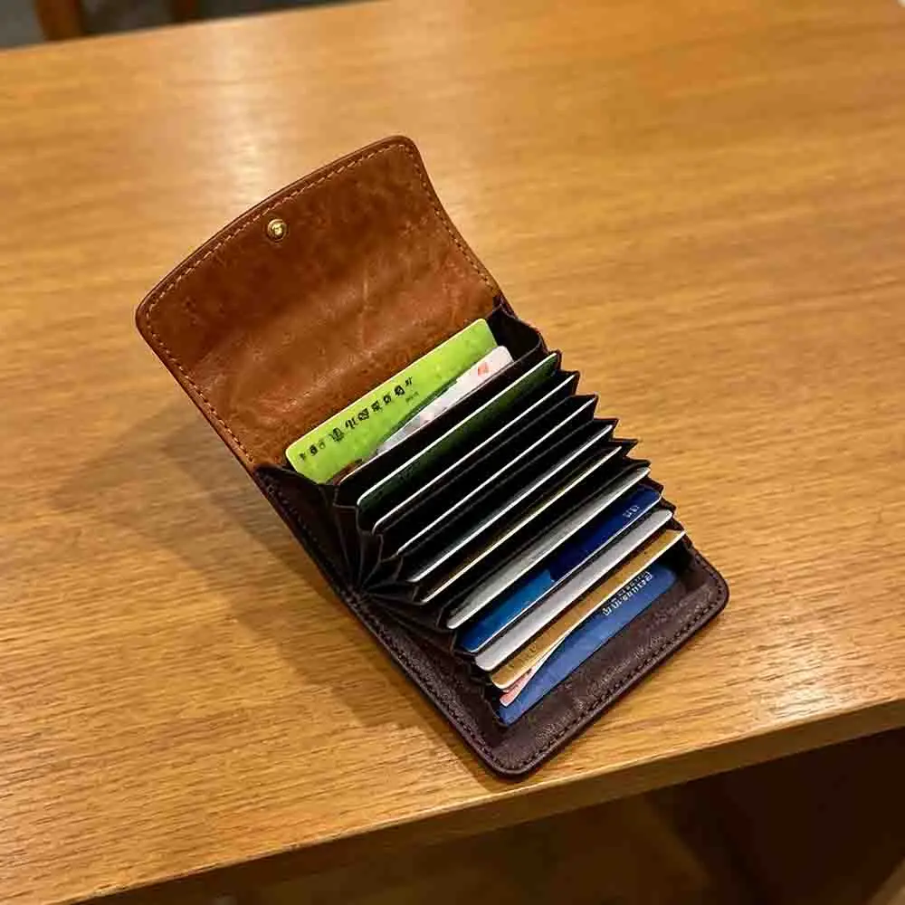 

Женский кошелек-клатч из искусственной кожи в стиле ретро с защитой от размагничивания, маленький, с отделениями для карт и монет, двойной складной дизайн