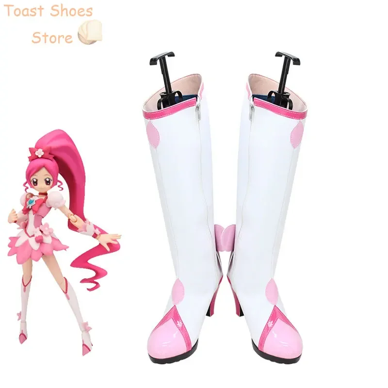 

KiraKira Cure Blossom Cosplay Shoes Halloween Carnival Boots Cosplay Props PU Shoes Costume Prop