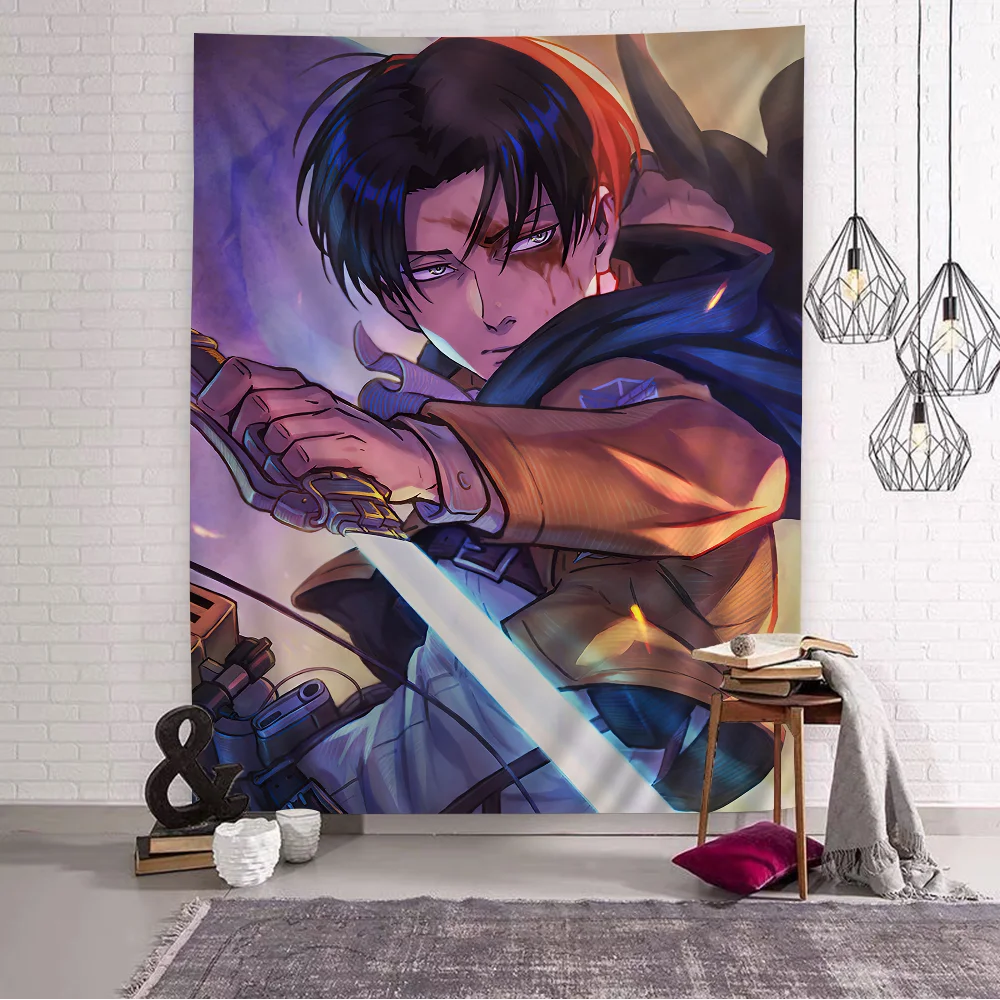 Attack on Titan Levi Ackerman Anime Printed Large Wall Tapestry Cheap Hippie Wall Hanging Bohemian Tapestries Mandala Home Decor