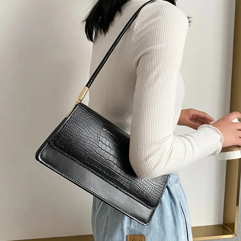 Bolso de mano pequeño de cuero PU suave para mujer, Bolso de hombro Vintage para axila, Bolso de mano y monedero femenino