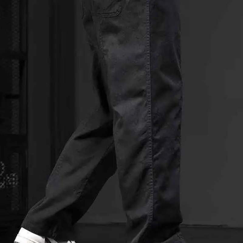 Elegant Fashion Harajuku Slim Fit Ropa Hombre Loose Casual All Match Trousers Pure Cotton Pockets Straight Cylinder Cargo Pants