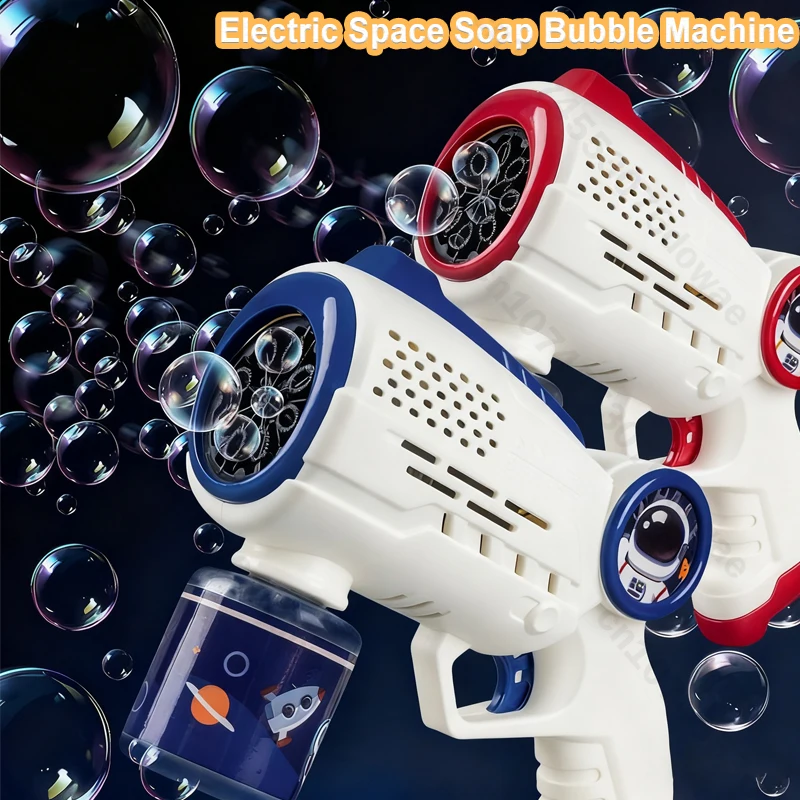 Elektryczny pistolet do robienia baniek mydlanych, automatyczna maszyna do baniek, światełka, astronauta, gry na świeżym powietrzu, zabawki do parku dla dzieci, prezent na Boże Narodzenie