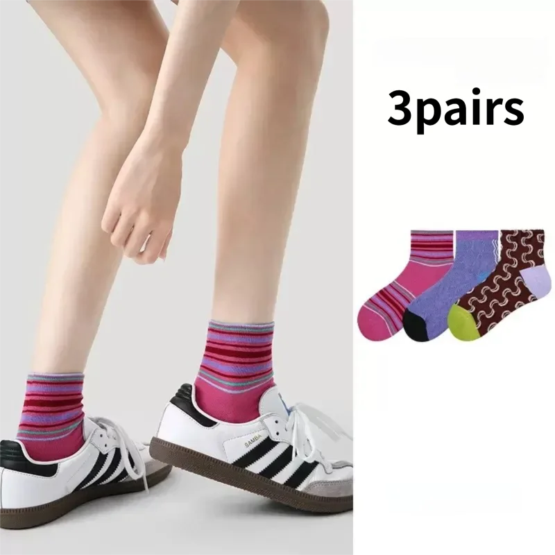

He Ye Summer Thin Style Color Block Striped Breathable Sweat-Absorbing Polka Dot Women's Short Socks