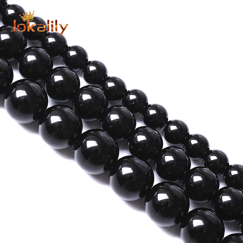 A+ Natural Black Agates Stone Beads For Jewelry Making Round Loose Spacers Beads Diy Bracelets Necklaces 15\