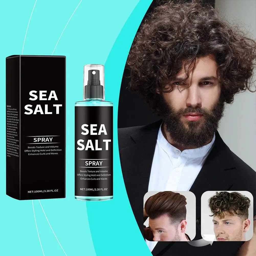 100ML Sea Salt Spray Hair Styling Mousse Repair Damaged Cream Boost Styling Curls Curly Add Thickness Prevent Dryness Textu U4Y0