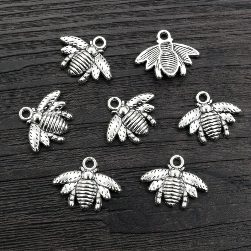 30 szt. Pszczele Charms 20x16mm tybetańskie posrebrzane brązowe złote wisiorki antyczne biżuteria do robienia ręcznie robionych rękodzieła — zdjęcie 7