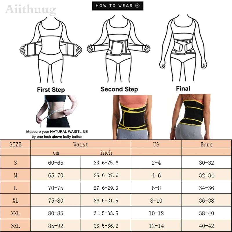 Aiithuug Women Neoprene Waist Trainer Belt Double Straps Slimming Girdle Gym Corsets Hot Sweating Shaper Girdle Waist Training