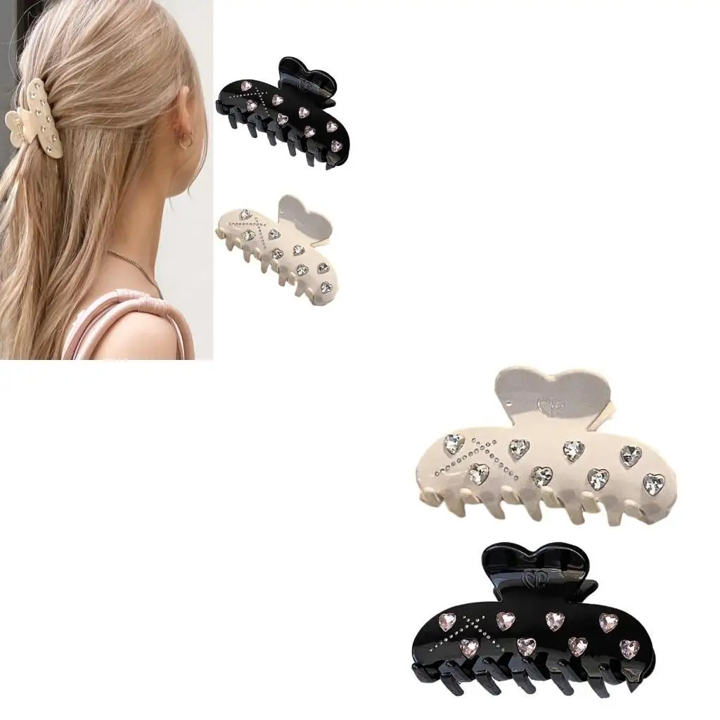 

652F Rhinestones Heart Hair Clip Gorgeous Elegant Hairpin Sweet Glinting Hairpin Accessories for Women