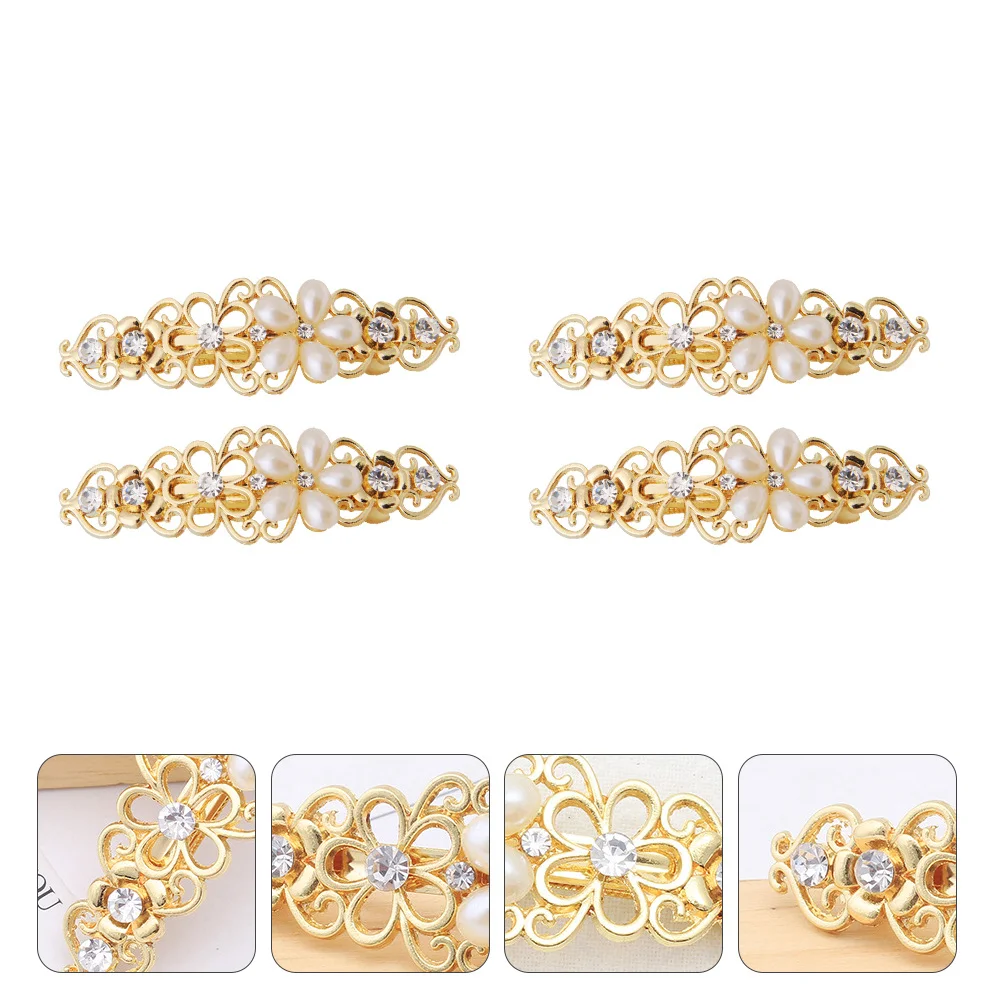 

4 шт., женские заколки для волос с жемчугом, заколки для волос из нежного сплава, удобный легкий дизайн, идеально подходящий для повседневного ношения и идеи подарков для волос