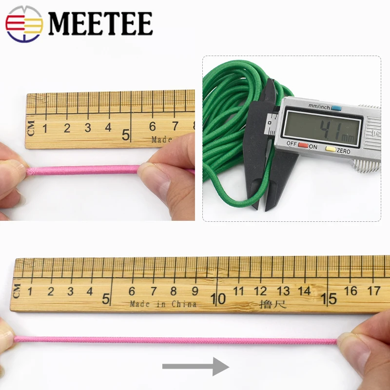 5/10/20M Meetee 4mm Elastic Bands Clothes HairBand High Quality Stretch Rubber Rope Belt Spring Elastics Ropes DIY Accessories