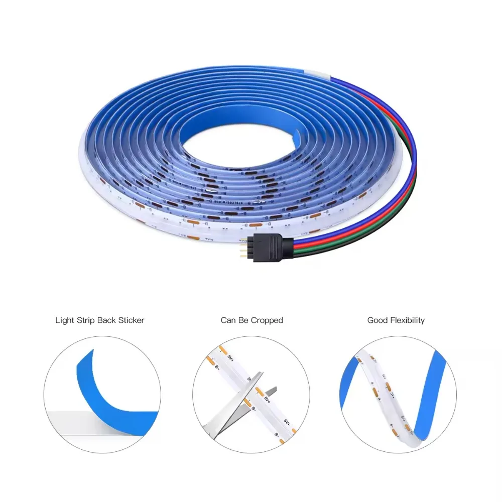 USB 5V RGB COB LED Strip Light Radar Sensor Human Induction 2.4G RF Remote Control Dimmable Flexible Ribbon Room Cabinets Decor view 5