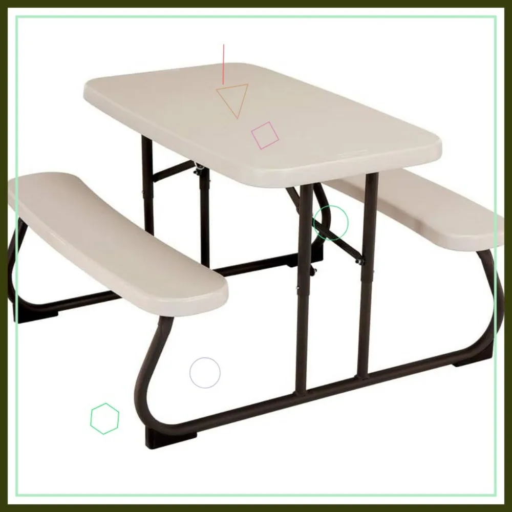 Kids Picnic Table, Almond Color, Folds Flat for Easy Storage and Transport