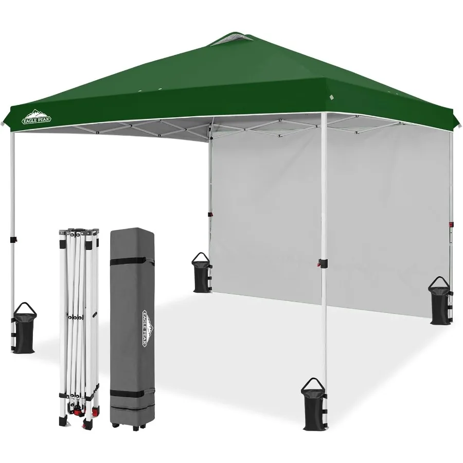 

Pop Up Canopy Tent with 1 Sidewall Easy Setup Event Tent for Outdoor Sun Shade Includes Wheeled Carry Bag Stakes and Guy Ropes