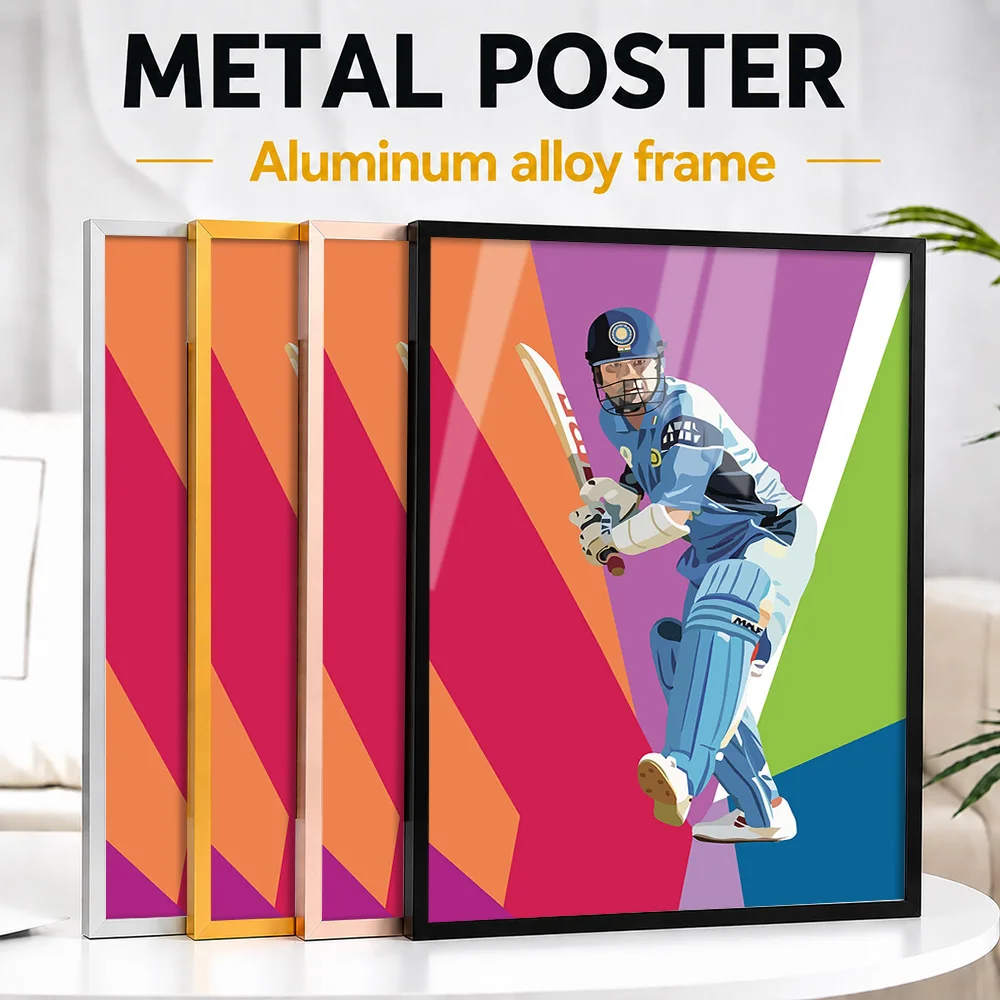 Sachin Tendulkar Cricket Framed Metal Print Customized Photo Bold Athlete Style Wall Art For Bedroom Thoughtful Supporter Gift