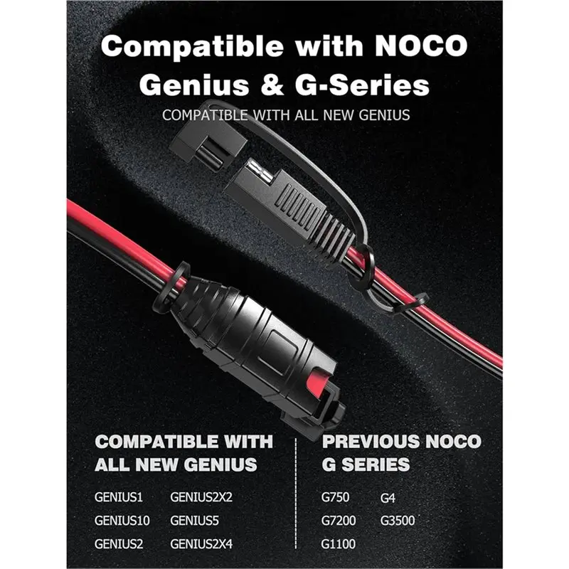 YANA50I 5X SAE Extension Cord For NOCO Genius Battery Chargers,14AWG Heavy Duty SAE Connector Cable, 20A Fuse Waterproof Plug