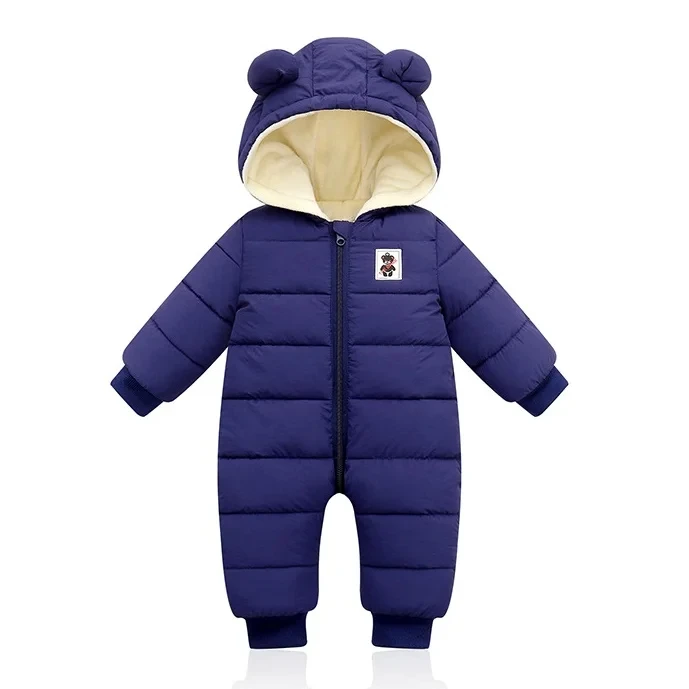 Baby jumpsuit Hooded waterproof thickened down Girls jacket Unisex Warm new born cotton jacket 0-3 years old