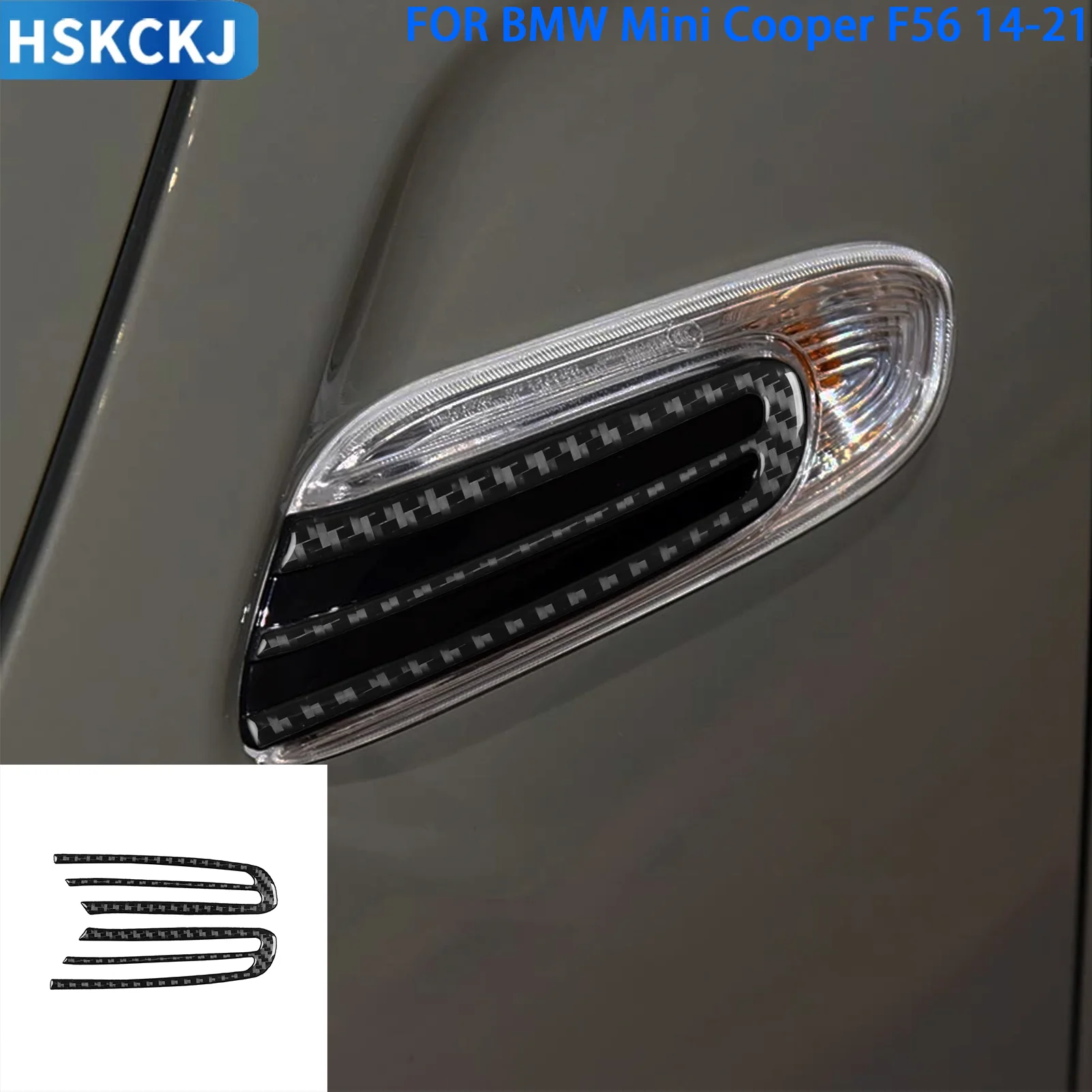 For BMW MINI Cooper F56 2014-2021 Carbon Fiber Sticker Fender Side Light Trim Sticker Car Accessories (2pcs)