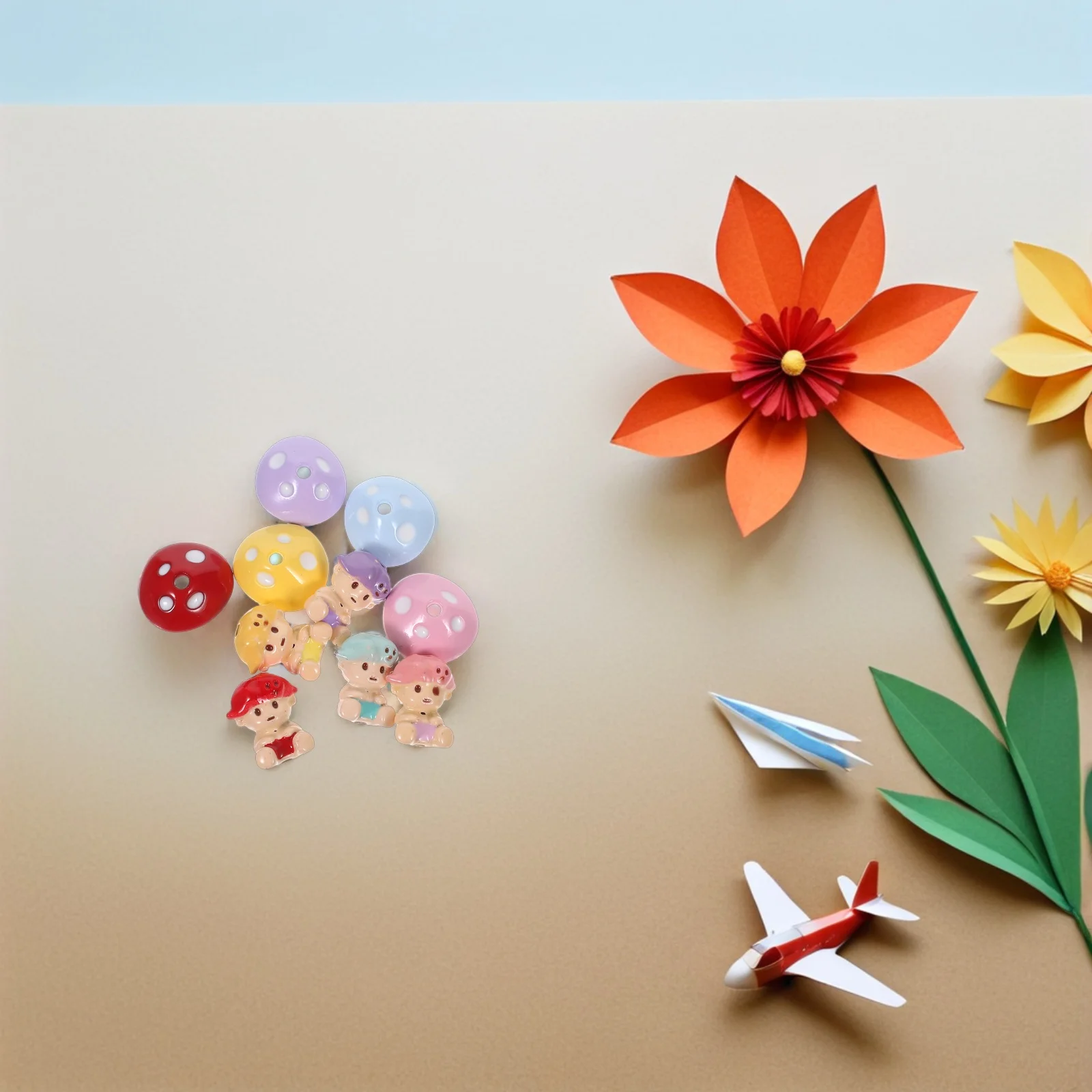 

5 set Mushroom Charms Alloy Enamel Bead Spacers Keychain Pendant Jewelry Making Accessories Tiny Decorative Plant Connector