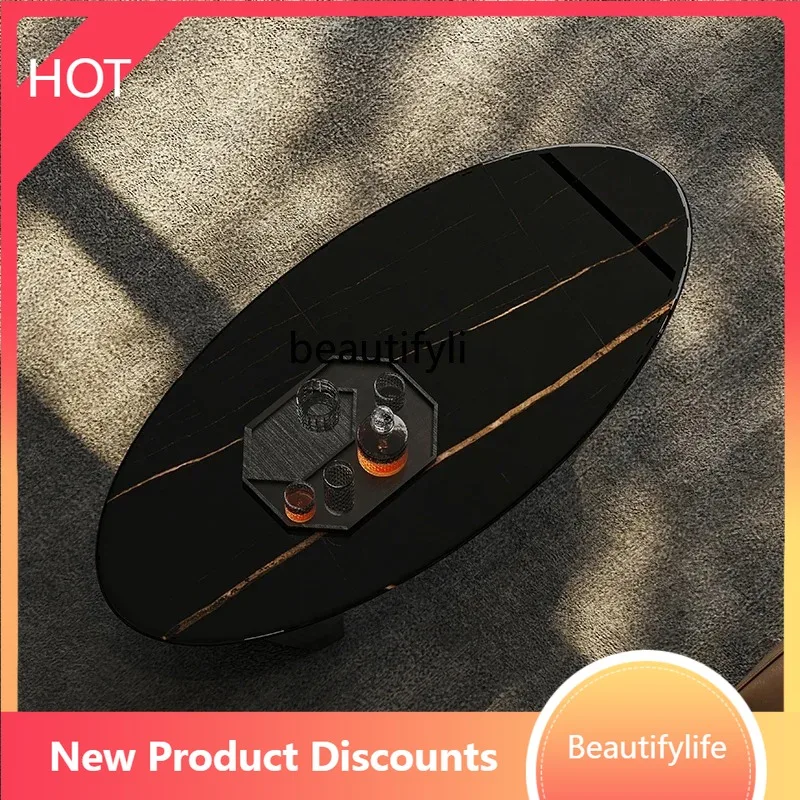 

A07 CCNatural imported Lauren blak gold luxury stone offee table light luxury high-end living room marble offee table